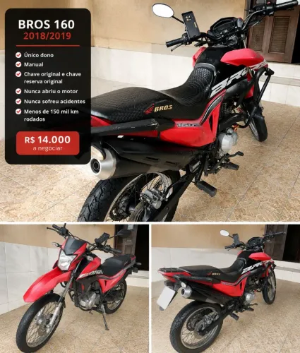 Bros 160 18/19 - Único Dono / Manual e Chave Reserva / R$ 14.000