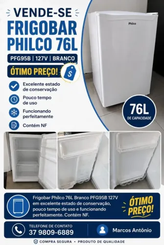 Vende-se frigobar Philco 76 litros