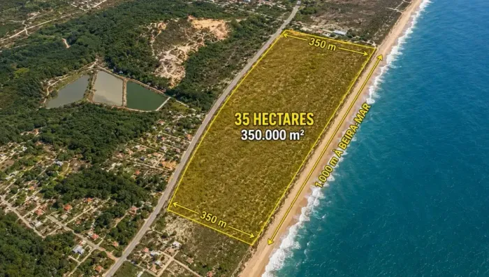 Grande Área Beira-Mar de 35 Hectares na Praia