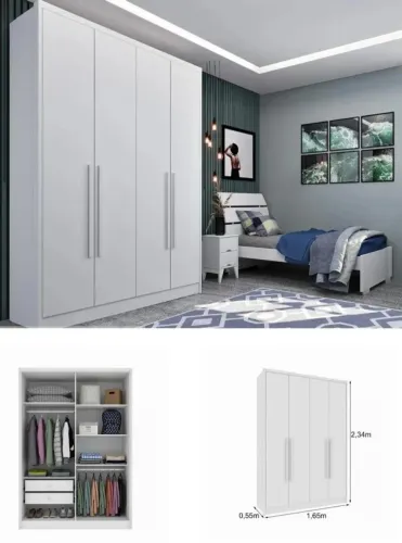 Guarda Roupa Solteiro L1,65x2,34A branco