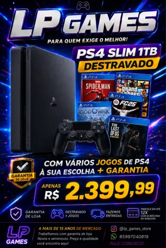 Ps4 slim 1tb DESTRAVADO COM JOGOS A SUA ESCOLHA GARANTIA DE LOJA