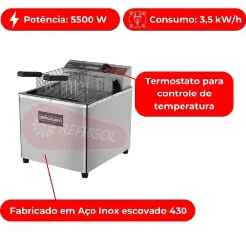 Fritadeira Elétrica Água e Óleo 18 Litros 5500 W GFAO 18 M 220v Metalcubas 