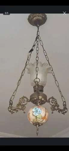 LUSTRE ESPETACULAR ANTIGO BRONZE E PORCELANA