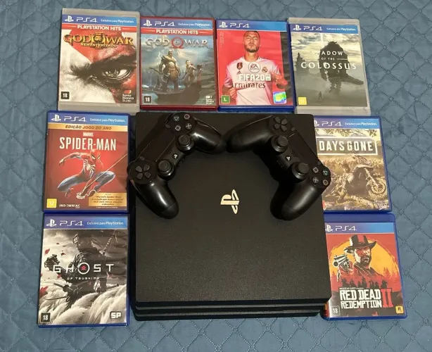 PlayStation 4 Pro 1TB + 2 Controles + 7 Jogos Originais