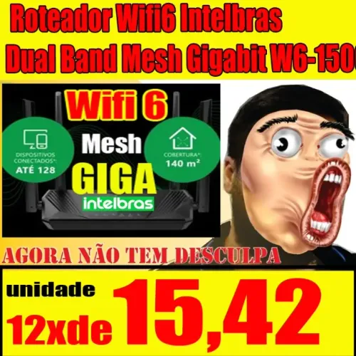 Roteador Wifi6 Intelbras Dual Band Mesh Gigabit W6-1500 Pto 9436