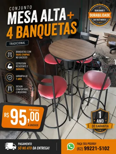 Banquetas banqueta redondas meia lua mesas vários modelos 
