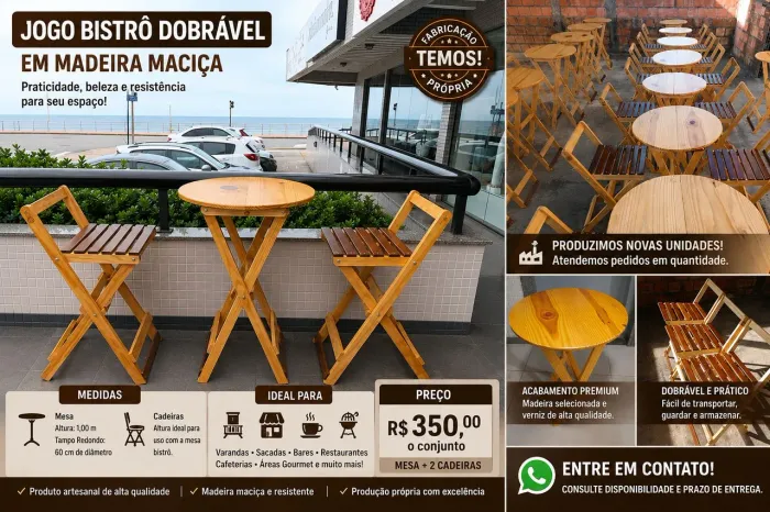 mesa bistrô dobrável