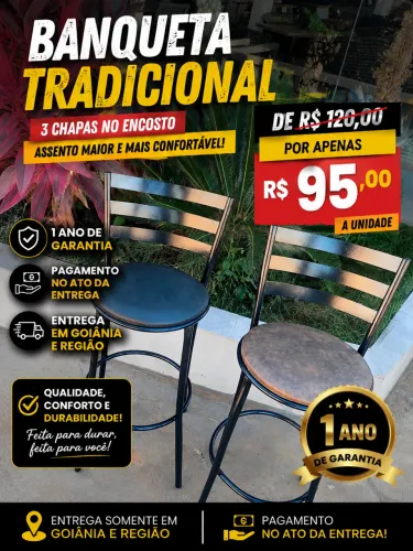 Banqueta banquetas três chapa no encosto com acento maior resistente