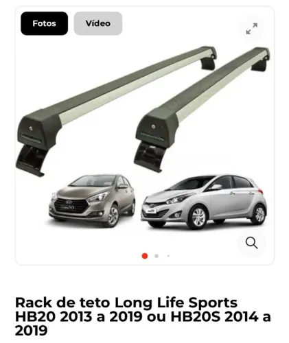 Rack Long Life Teto Alumínio Prata Hb20 Hatch até 2019