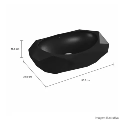Cuba Deca De Apoio Oval Facetada 1093.94 Ébano Fosco Preto