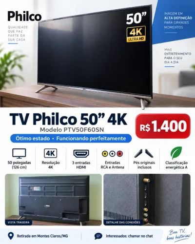 TV Philco 50 Polegadas 4K (PTV50F60SN) - Ótimo Estado