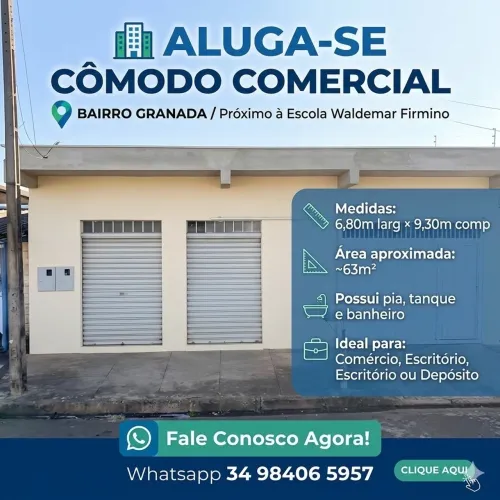 Alugo cômodo comercial excelente localização no Bairro Granada!