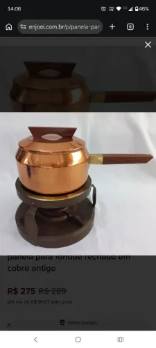 Panela de fondue de cobre, raridade
