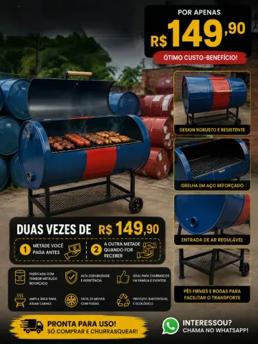 Churrasqueira de Tonel de Aço