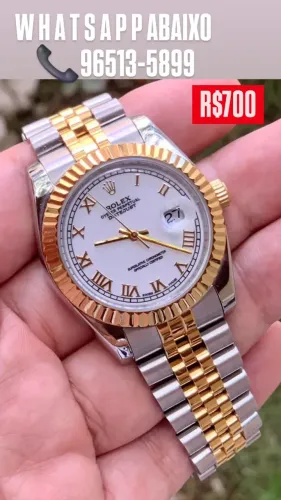 Relógio ROLEX AUTOMÁTICO DATEJUST MISTO NUMERAIS EM ALGARITIMOS ROMANOS