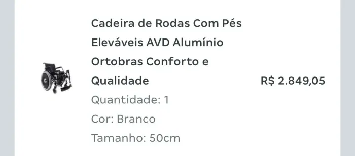 Vendo cadeira de rodas da marca Ortobras, nas cores preta e cinza.