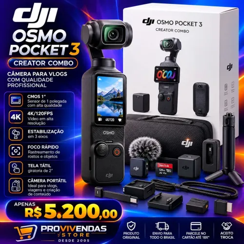 DJI Osmo Pocket 3 Creator Combo Camera 4K 120fps CMOS Sensor 1" Stabilization 3 Axles