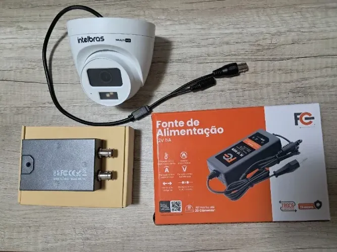 Kit CFTV Câmera Intelbras VHD 3220, Conversor, Fonte, Cabo Coaxial e Cabo HDMI