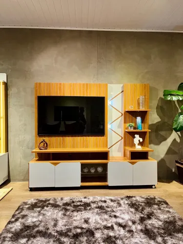 Home Cross com LED, Produzido em MDP e MDF, Apropriado para TV's de até 55 Polegadas;