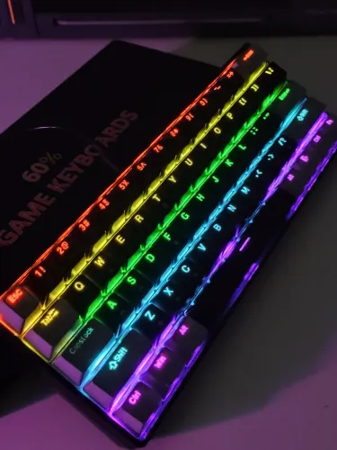 Teclado mecânico 60% switch azul RGB