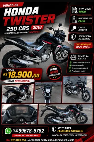 ? Honda Twister 250 2018 Pronta para Transferir