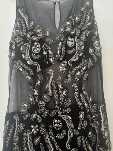 Vestido com pedraria e transparência Patrícia Bonaldi