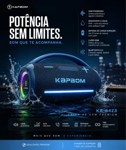 Caixa de Som boombox 120W Kapbom