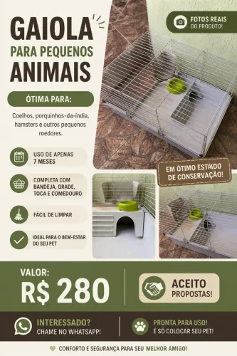 Gaiola para coelhos ou porquinhos-da-índia - Excelente estado