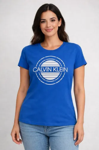 Camiseta feminina tam G azul original Calvin Klein