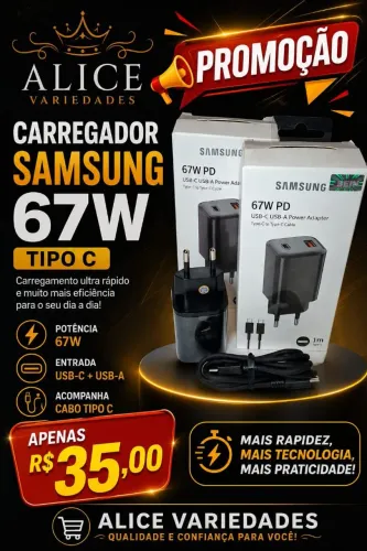 Carregador tipo C turbo 67w
