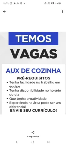 Estamos contratando auxiliar de cozinha e cozinheiro