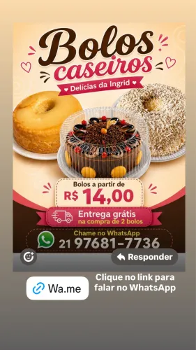 Bolos caseiros Apartir de R$14,00