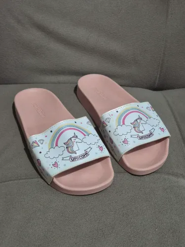 chinelo molekinha unicórnio rosa
