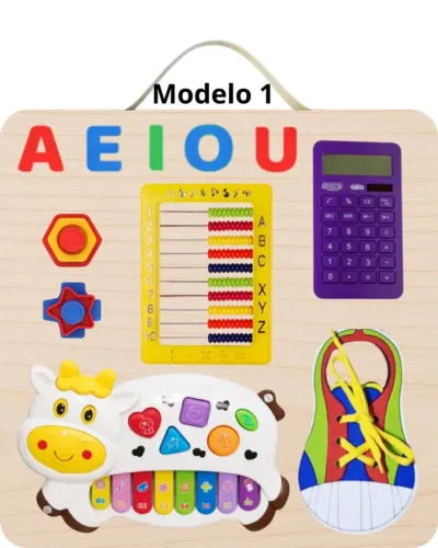 PAINEL DE ATIVIDADES SENSORIAIS MONTESSORI PORTÁTIL 40x40