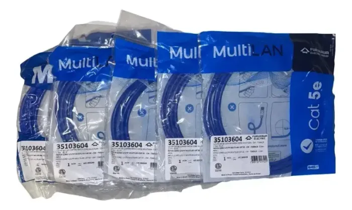 Cabo de Rede Multilan Cat 5 Cobre 2,5m Azul RJ-45 - Kit com 15 peças