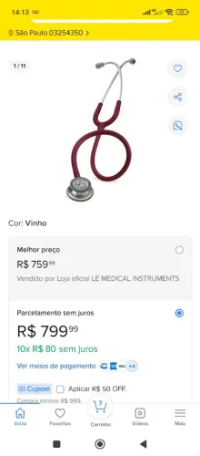 Estetoscópio Littmann classic 3 vinho