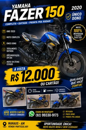 AMAHA FAZER 150 2020 - ÚNICO DONO!