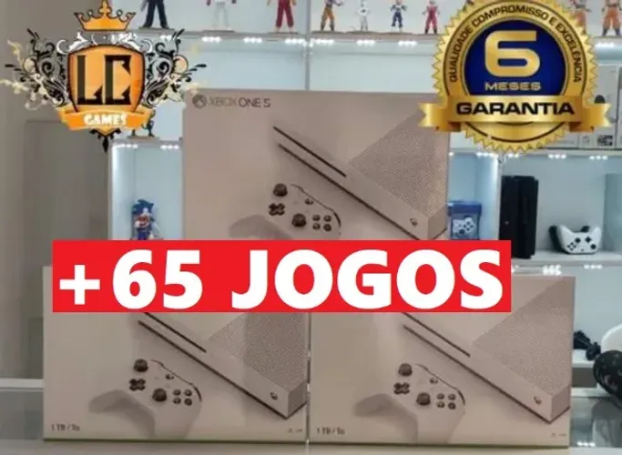 XBOX ONE S 5OOGB COM: 66 JOGOS + O6 MESES GARANTIA + BRINDES ( LOJA FISICA )