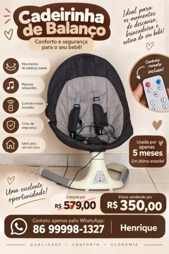 Cadeira de balanço para bebê e Poltrona de alimentação
