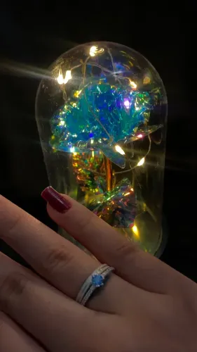 Luminária Rosa Encantada Galáxia com LED na Cúpula - Nova