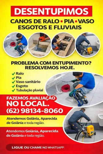 Desentupidora - De Canos de Vaso, Ralo, Esgoto, Pia e Fluviais