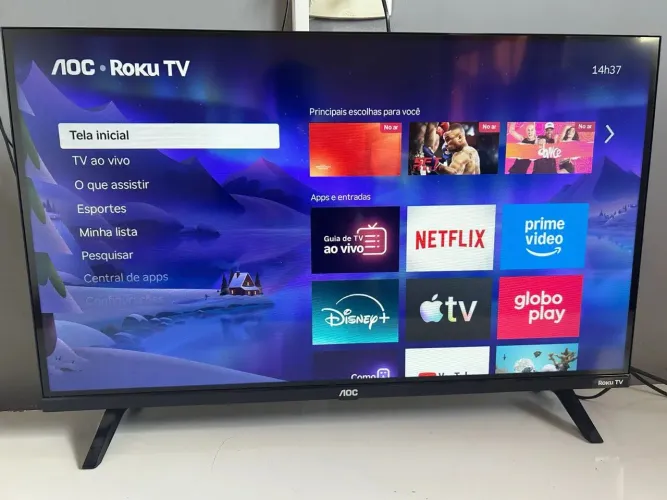 Tv 32 smart AOC com antena digital e suporte de parede