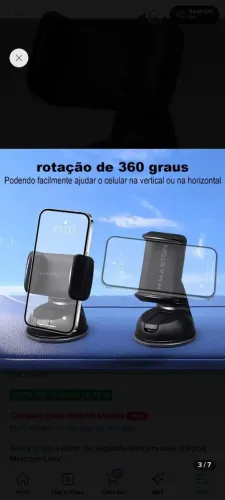 Suporte veicular para celular. 360 de giro