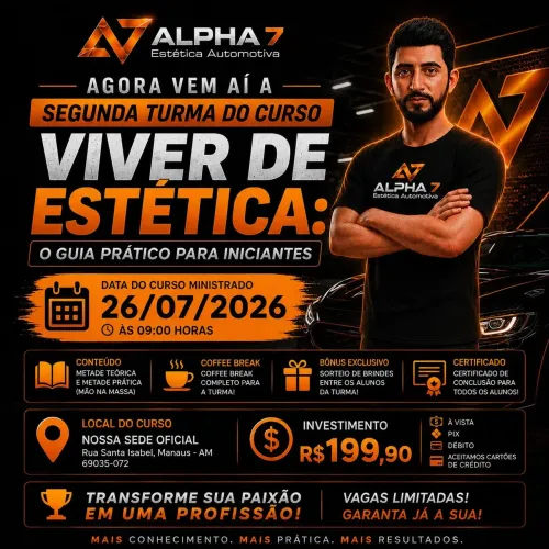 Curso para a estética automotiva turma iniciante 100% presencial