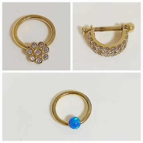 Kit 3 Piercings: 2 Ouro 18k e 1 Titânio