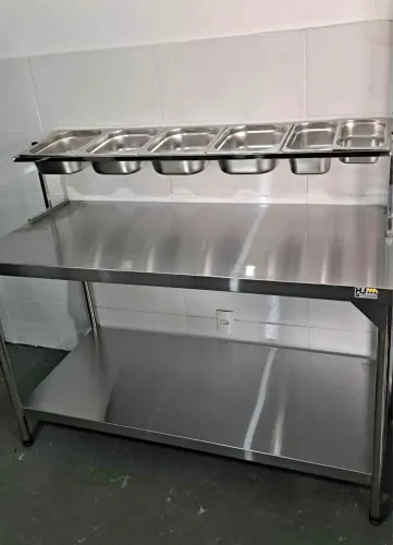 MB mesa inox 150x70 c/ Condimentadora
