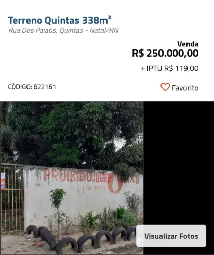 Vendo terreno em rua principal no bairro das quintas