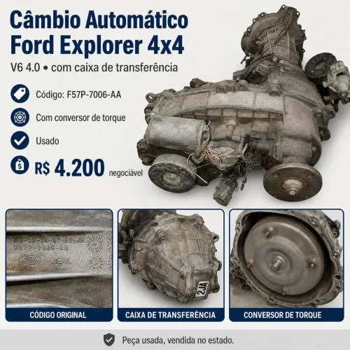 Câmbio automático Ford Explorer 4x4 V6 4.0 com caixa de transferência