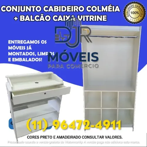 KIT LOJA BALCÃO CAIXA VITRINE + CLOSET CABIDEIRO COM NICHOS - NOVO - ENTREGA RÁPIDA