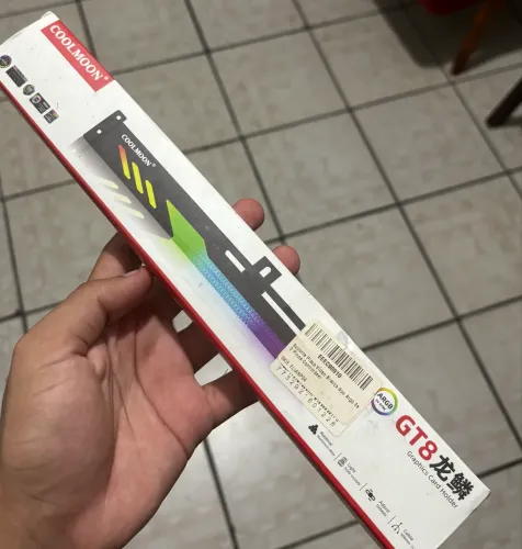 Suporte GPU Coolmoon GT8 Branco Alumínio ARGB 5V 3 Pinos 280mm